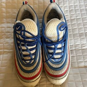 Nike White and Blue Sneakers